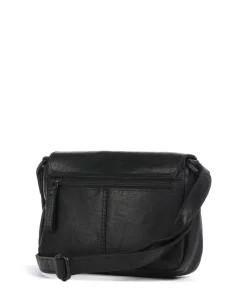Bronco Linne Umhängetasche fein genarbtes Leder schwarz