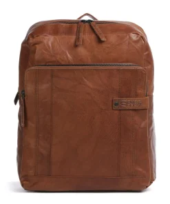 Bronco Mitch Rucksack 15″ genarbtes Leder braun