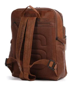 Bronco Mitch Rucksack 15″ genarbtes Leder braun