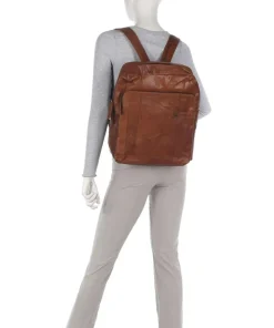 Bronco Mitch Rucksack 15″ genarbtes Leder braun