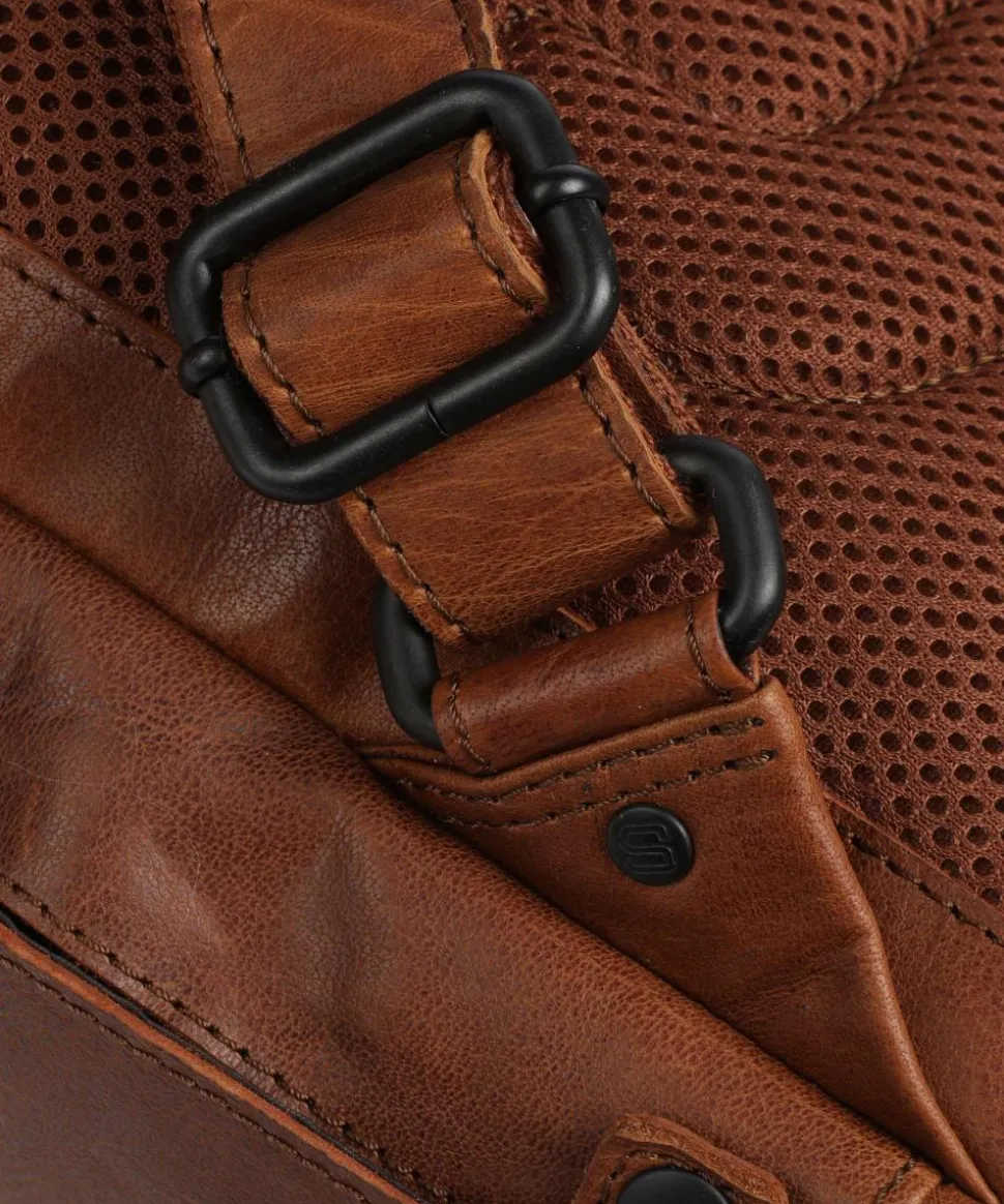 Bronco Mitch Rucksack 15″ genarbtes Leder braun