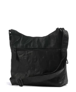 Bronco Morgane Umhängetasche genarbtes Leder schwarz