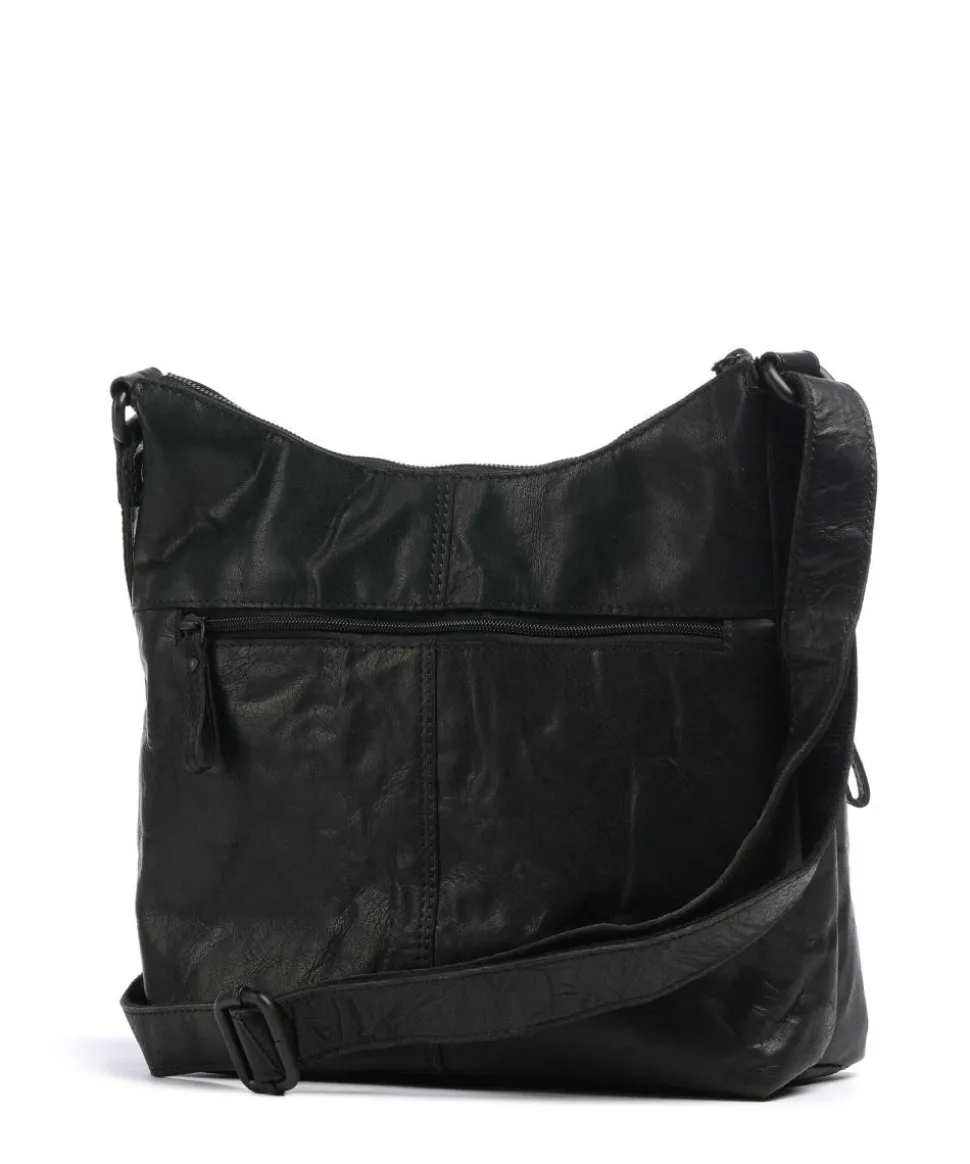 Bronco Morgane Umhängetasche genarbtes Leder schwarz