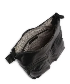 Bronco Morgane Umhängetasche genarbtes Leder schwarz
