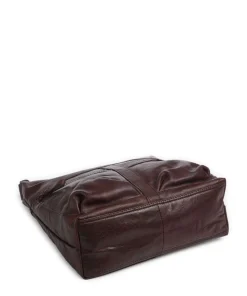 Bronco Morgane Umhängetasche genarbtes Leder dunkelbraun