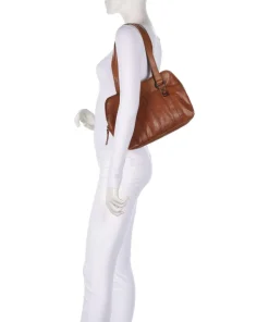 Bronco Schultertasche fein genarbtes Leder cognac