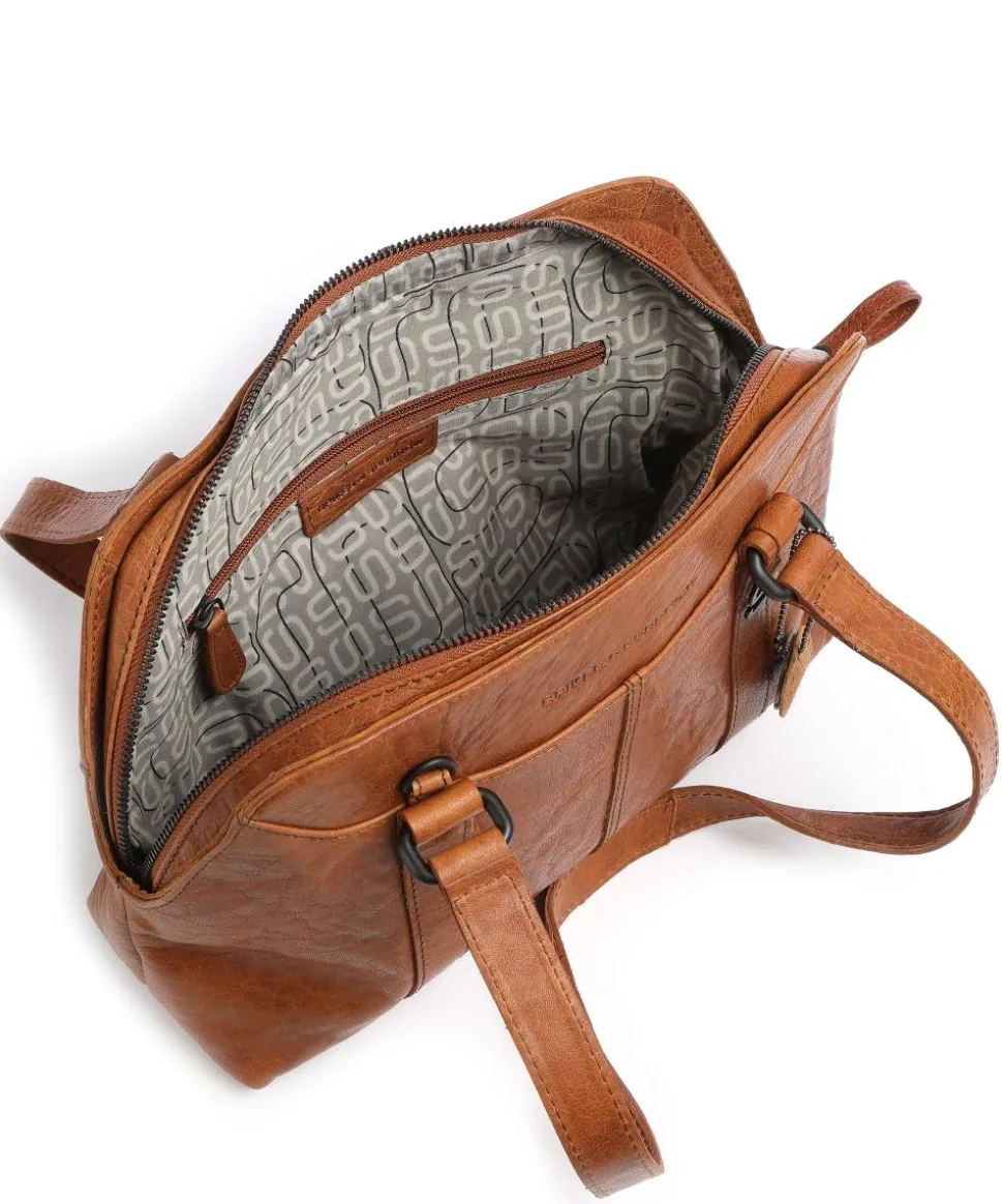 Bronco Schultertasche fein genarbtes Leder cognac