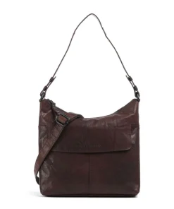 Bronco Sherrill Beuteltasche fein genarbtes Leder dunkelbraun