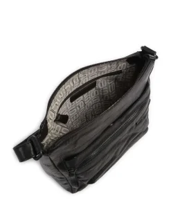 Bronco Valarie Umhängetasche genarbtes Leder schwarz