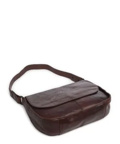 Bronco Yaris Schultertasche genarbtes Leder dunkelbraun