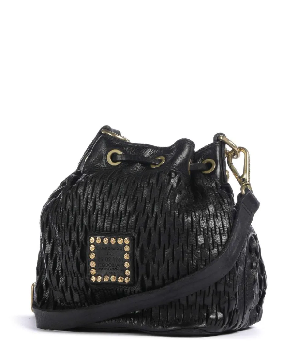 Bucket bag genarbtes Rindsleder schwarz