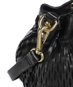 Bucket bag genarbtes Rindsleder schwarz