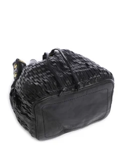 Bucket bag genarbtes Rindsleder schwarz