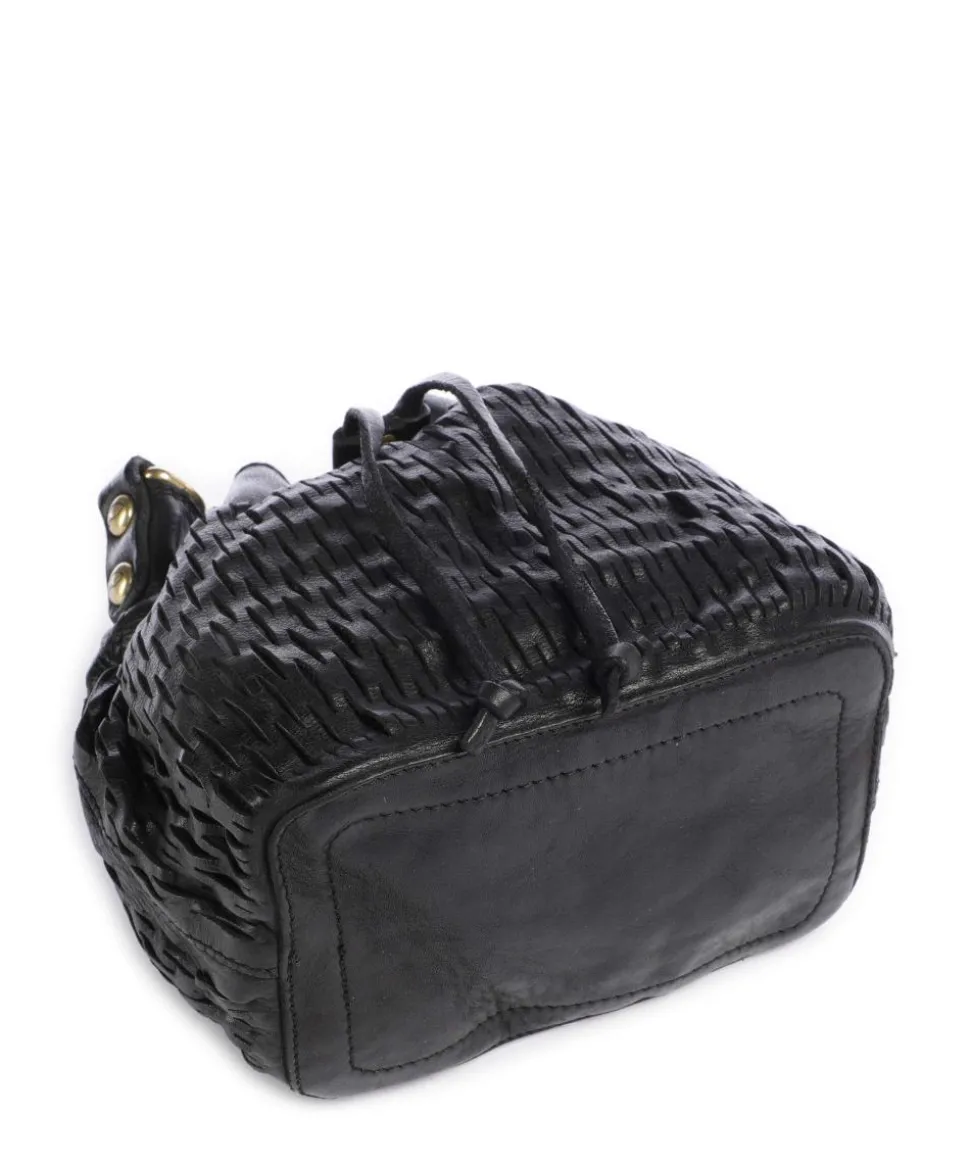 Bucket bag genarbtes Rindsleder schwarz