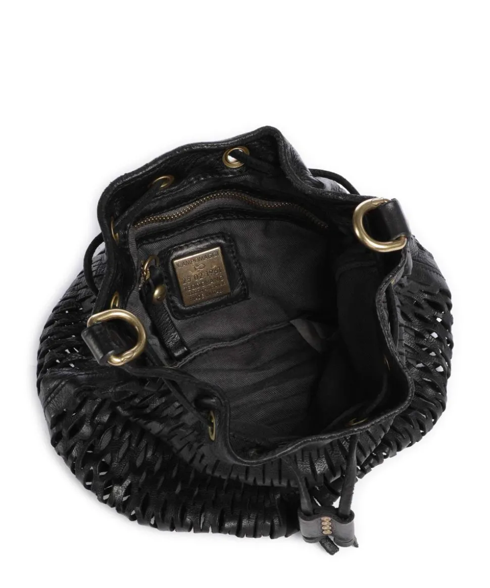 Bucket bag genarbtes Rindsleder schwarz