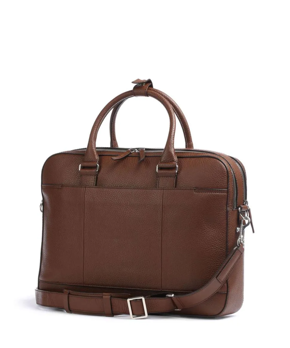 Burin Aktentasche genarbtes Kalbsleder cognac