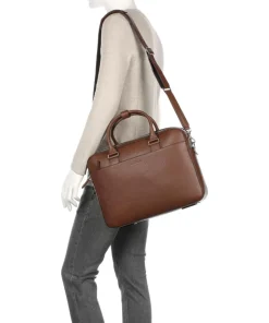 Burin Aktentasche genarbtes Kalbsleder cognac