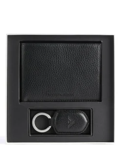 Business Regenerated Giftset Geldbörse genarbtes Rindsleder schwarz