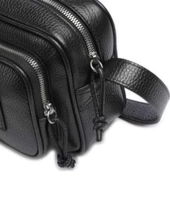 Business Regenerated Umhängetasche genarbtes Rindsleder schwarz