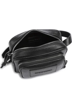 Business Regenerated Umhängetasche genarbtes Rindsleder schwarz