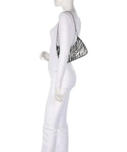 BVITAL-Z Schultertasche Lederimitat weiß/schwarz