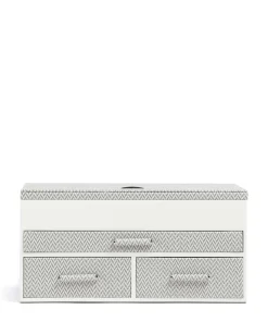 Calma Schmuckkasten Holz, Textil weiß