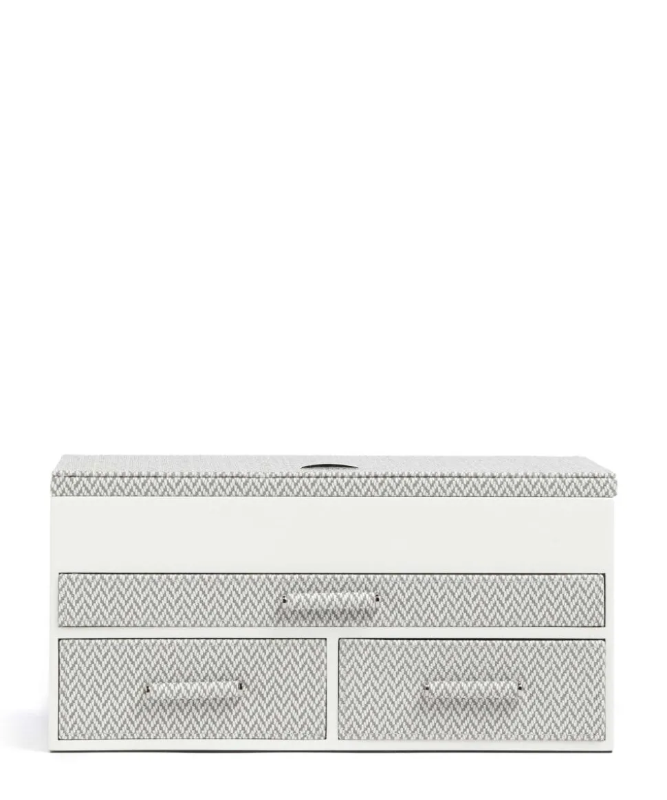 Calma Schmuckkasten Holz, Textil weiß