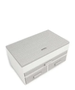 Calma Schmuckkasten Holz, Textil weiß