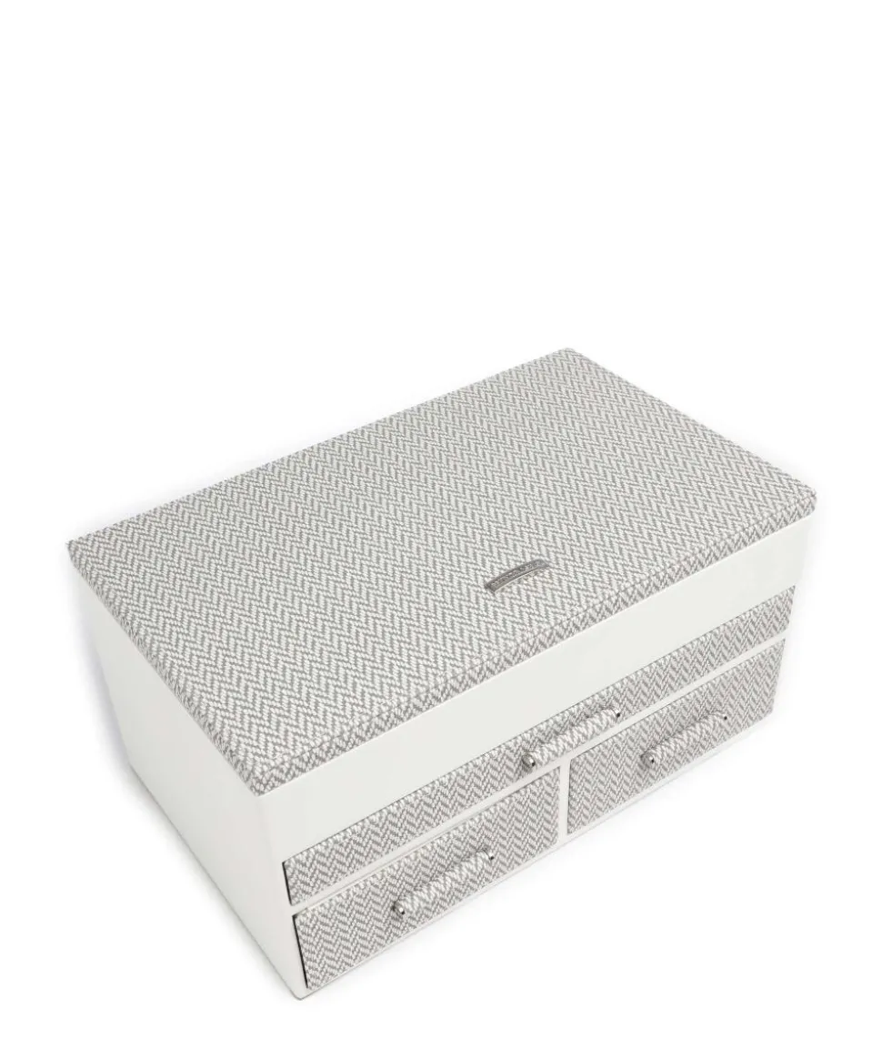 Calma Schmuckkasten Holz, Textil weiß