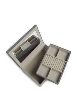 Calma Schmuckkasten Holz, Textil grau