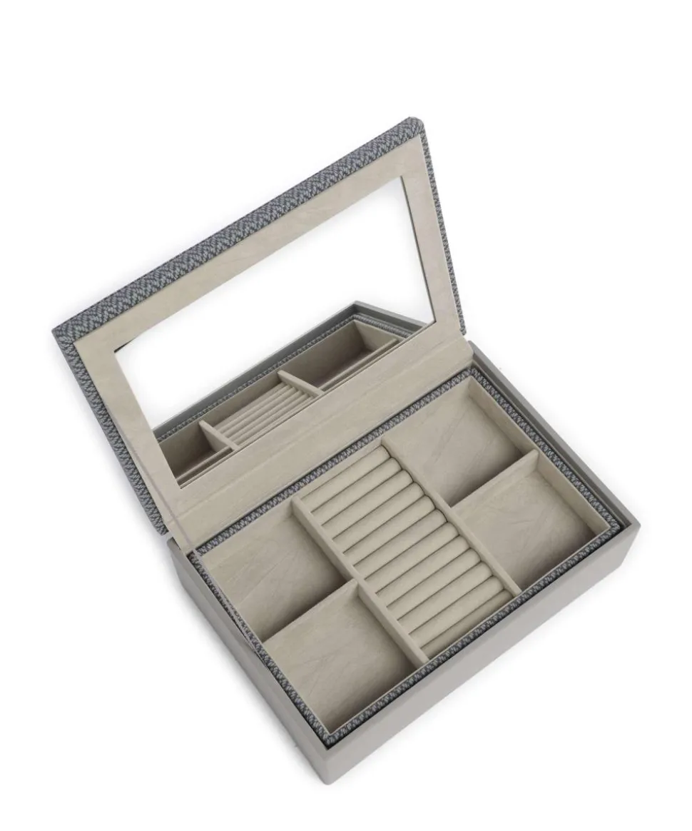 Calma Schmuckkasten Holz, Textil grau