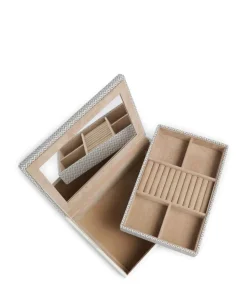 Calma Schmuckkasten Holz, Textil weiß