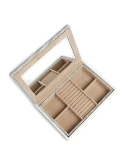 Calma Schmuckkasten Holz, Textil weiß