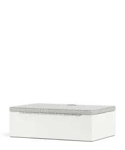 Calma Schmuckkasten Holz, Textil weiß