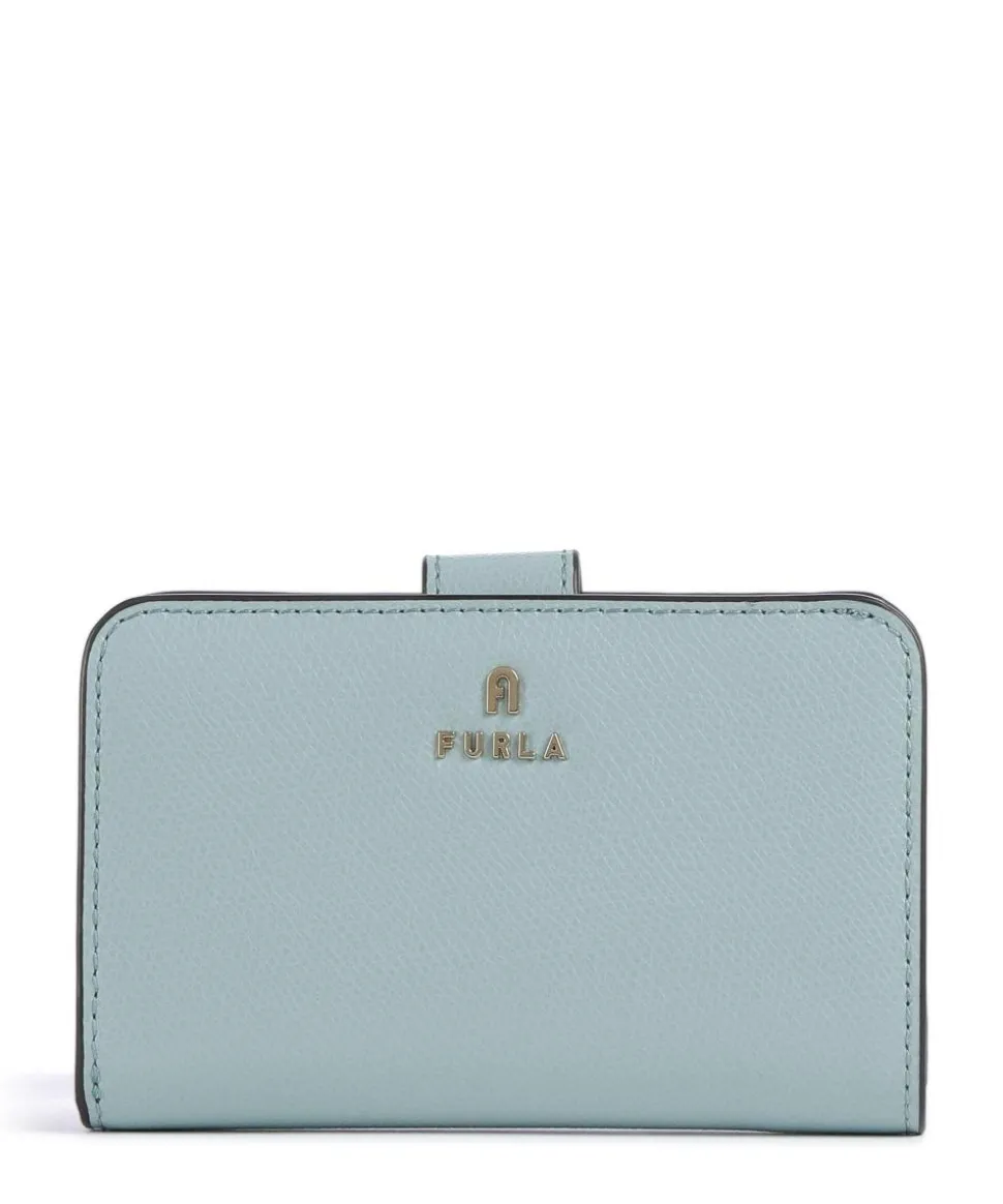 Camelia M Geldbörse genarbtes Leder aquamarine