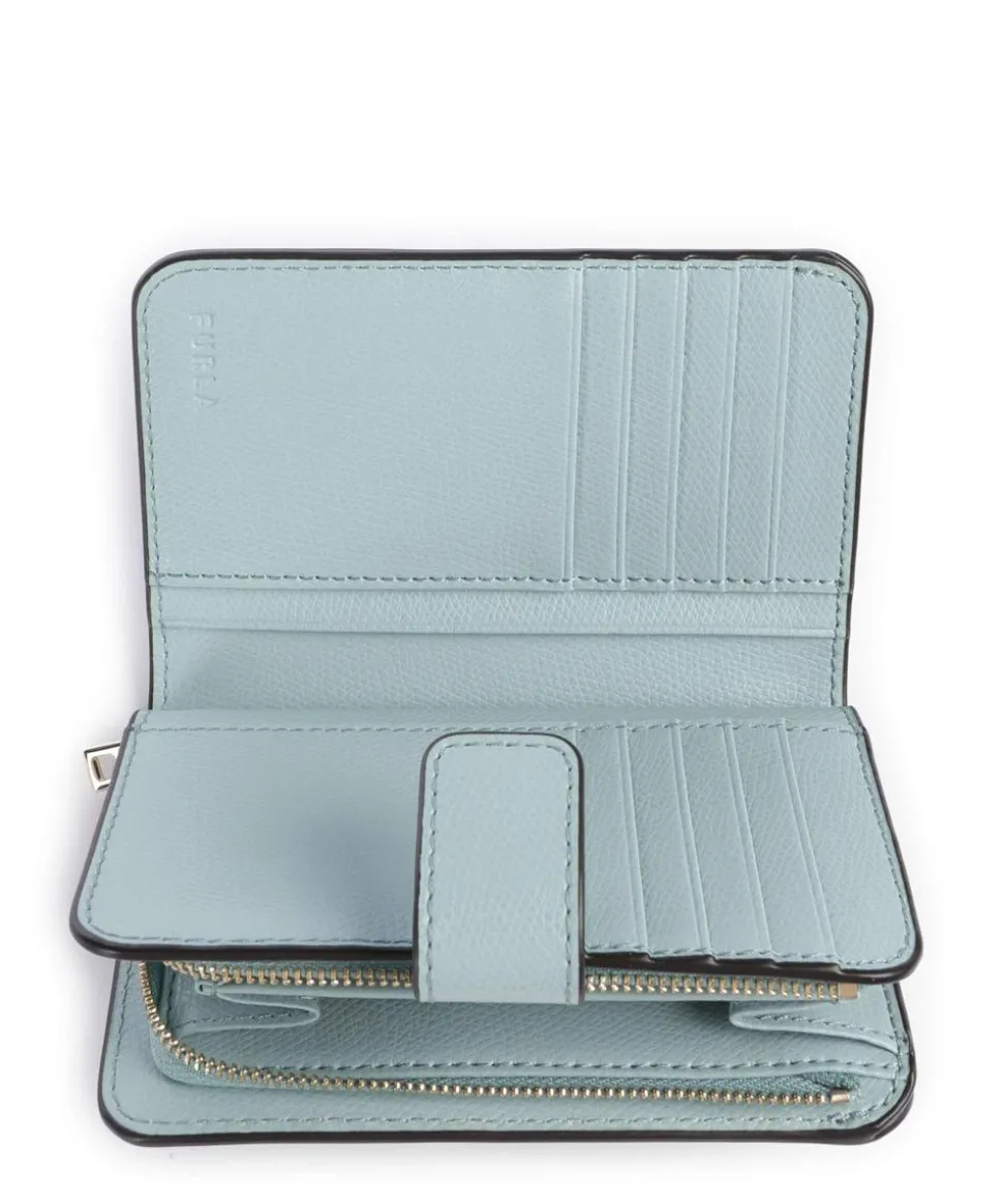 Camelia M Geldbörse genarbtes Leder aquamarine