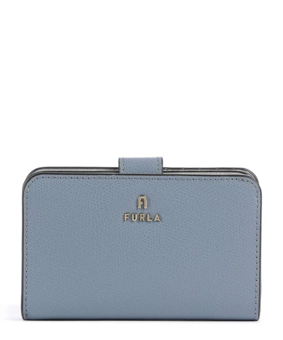 Camelia M Geldbörse genarbtes Leder blaugrau