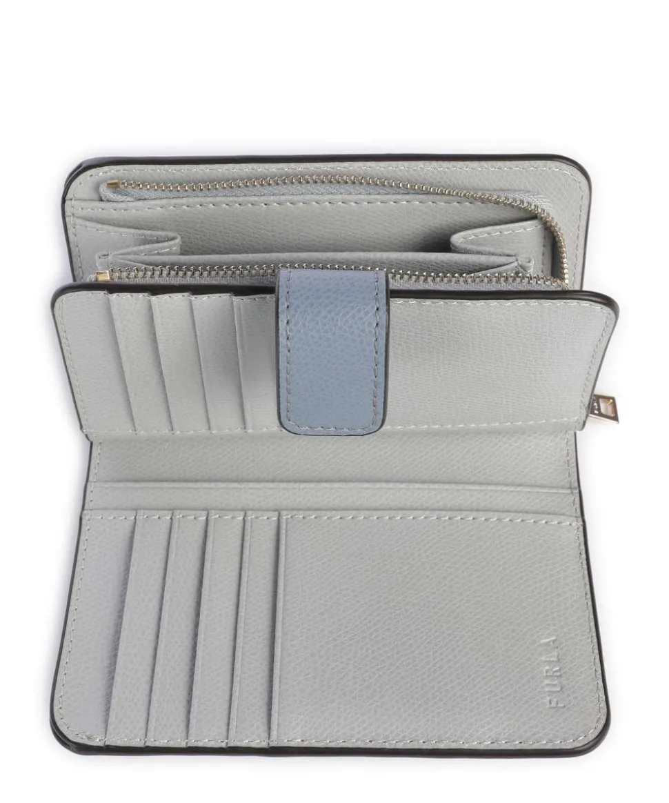 Camelia M Geldbörse genarbtes Leder blaugrau