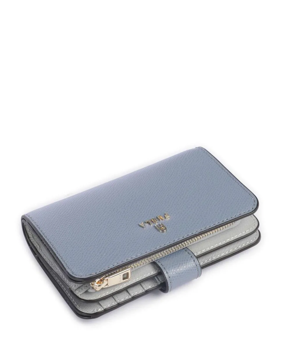 Camelia M Geldbörse genarbtes Leder blaugrau