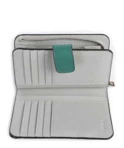 Camelia M Geldbörse genarbtes Leder petrol