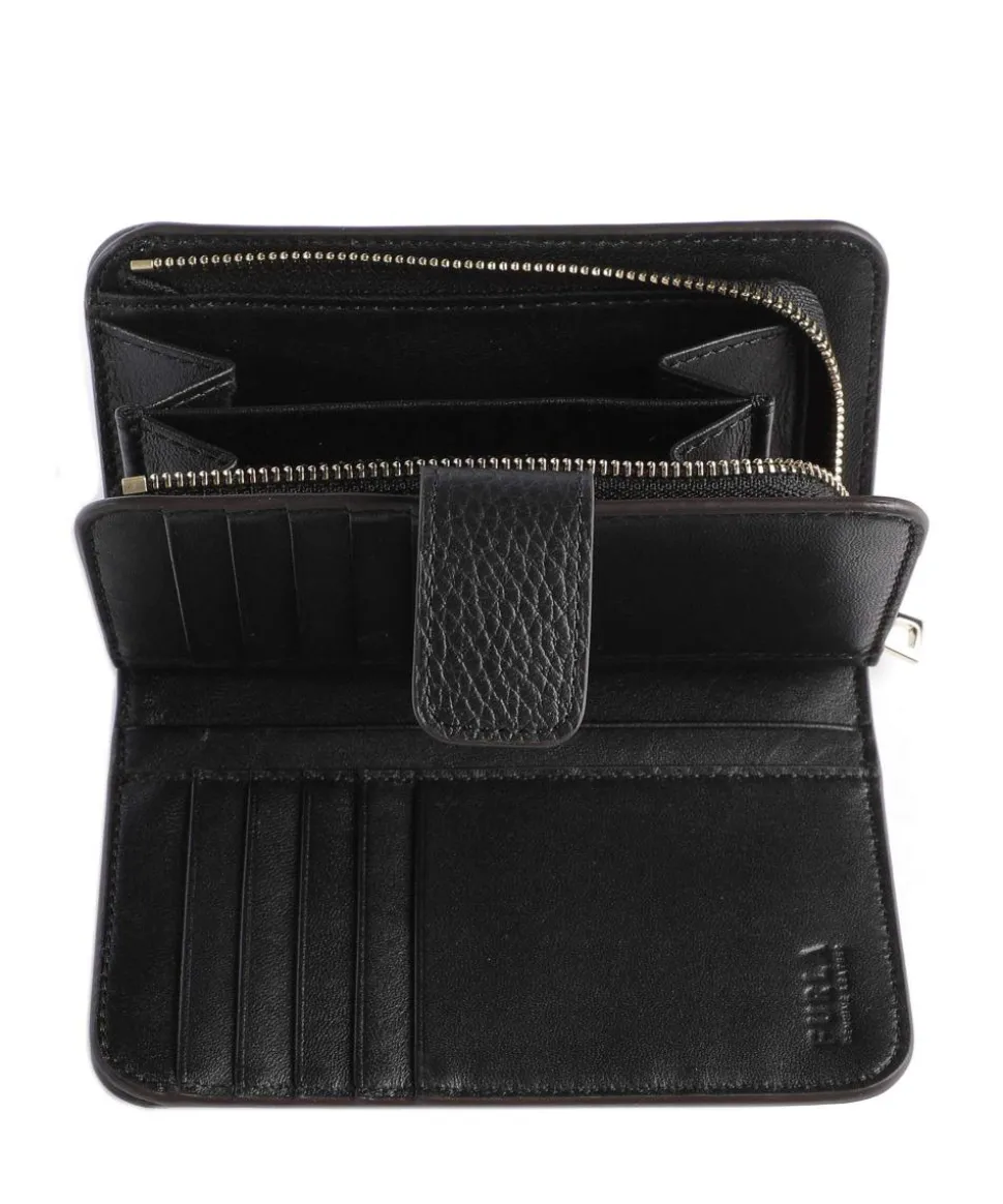 Camelia M Geldbörse genarbtes Leder schwarz