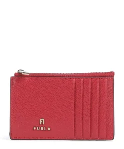 Camelia M Kreditkartenetui genarbtes Leder dunkelrot