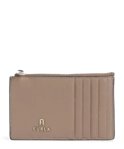 Camelia M Kreditkartenetui genarbtes Leder taupe