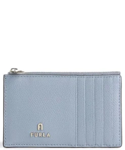 Camelia M Kreditkartenetui genarbtes Leder hellblau