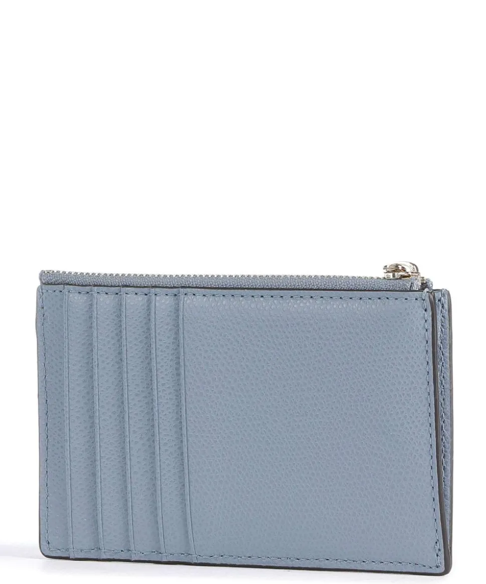 Camelia M Kreditkartenetui genarbtes Leder hellblau