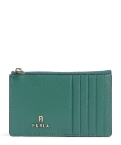 Camelia M Kreditkartenetui genarbtes Leder grünblau