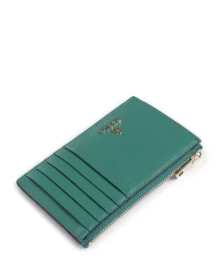 Camelia M Kreditkartenetui genarbtes Leder grünblau