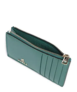 Camelia M Kreditkartenetui genarbtes Leder grünblau