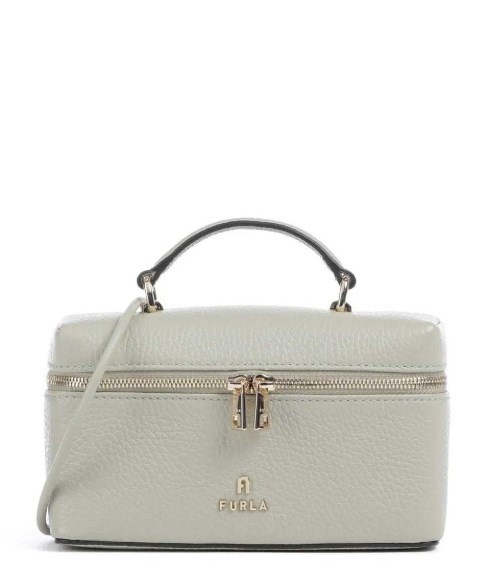 Camelia Micro Umhängetasche genarbtes Leder graugrün