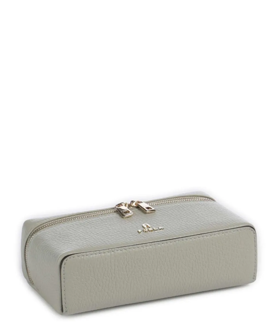 Camelia Micro Umhängetasche genarbtes Leder graugrün